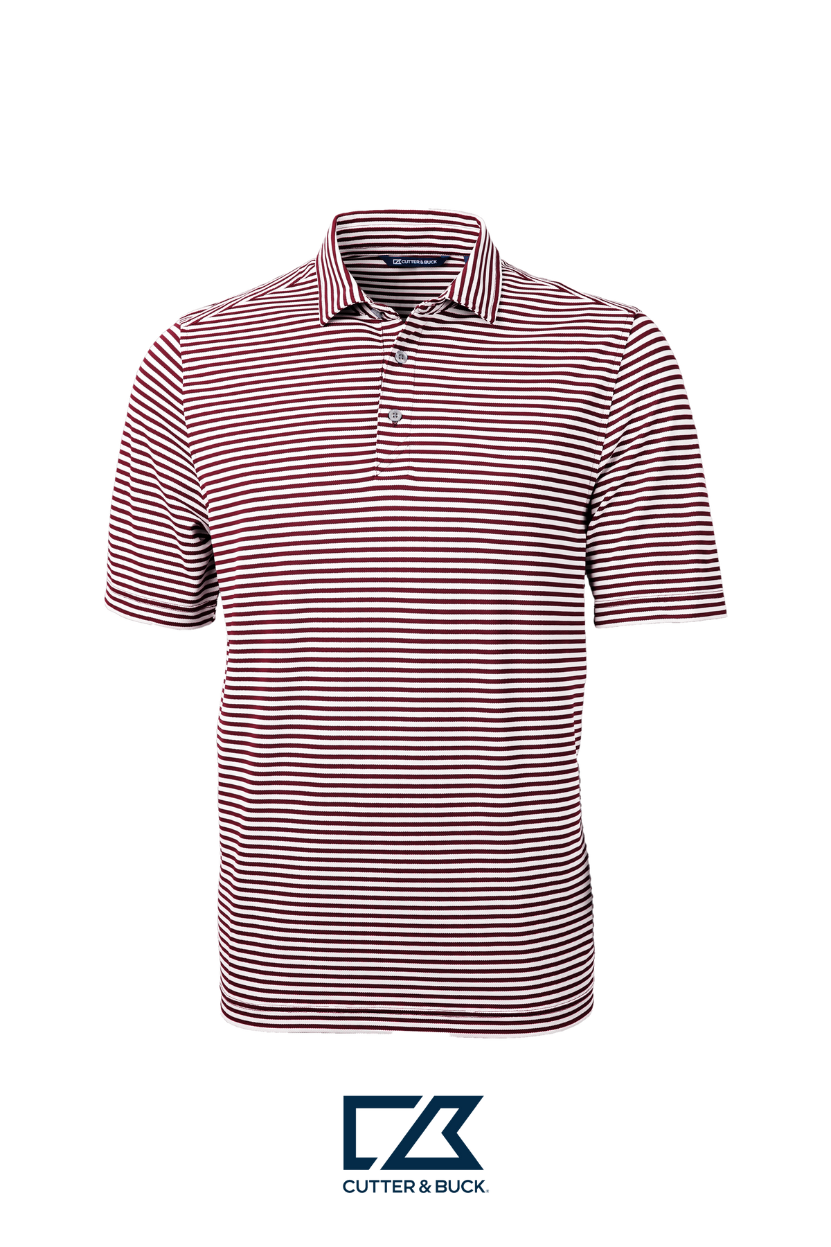 Cutter & Buck Virtue Recycled Stripe Featherlight Pique Mens Polo