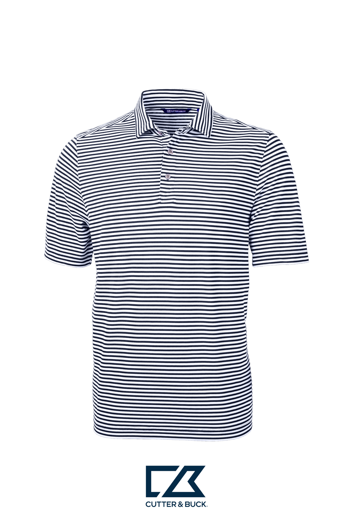 Cutter & Buck Virtue Recycled Stripe Featherlight Pique Mens Polo