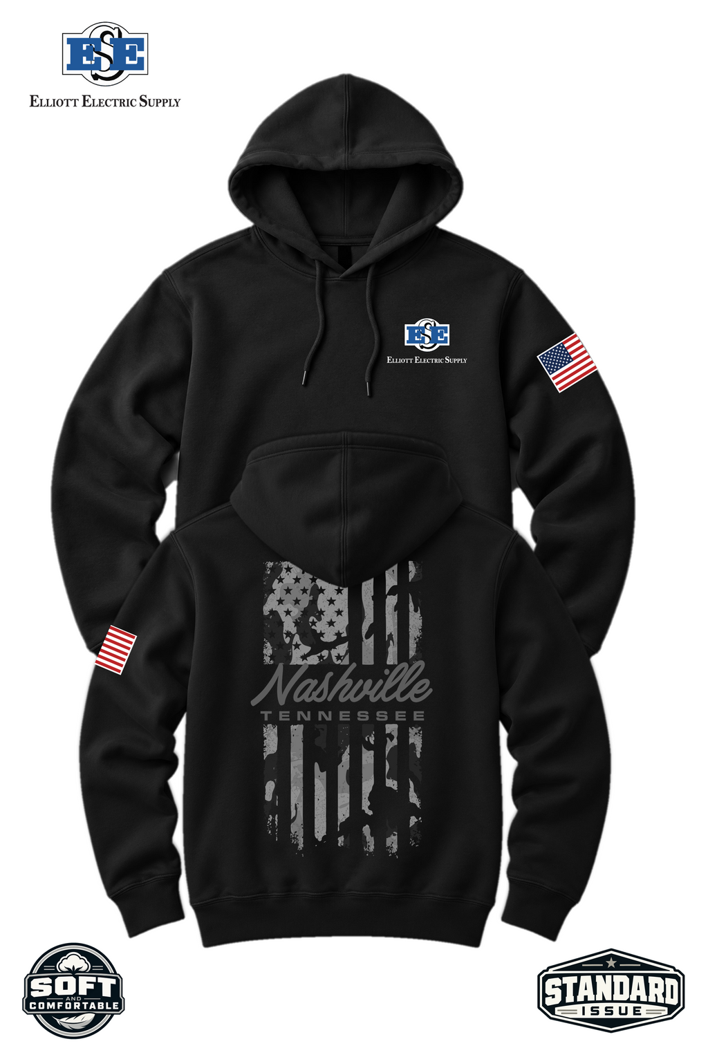 Port & Co™ Core Fleece Pullover Hooded Sweatshirt - Camo Flag