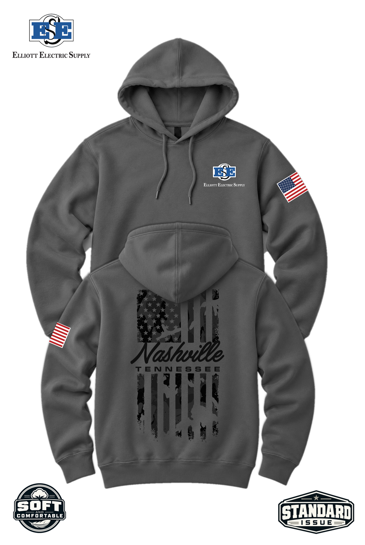 Port & Co™ Core Fleece Pullover Hooded Sweatshirt - Camo Flag